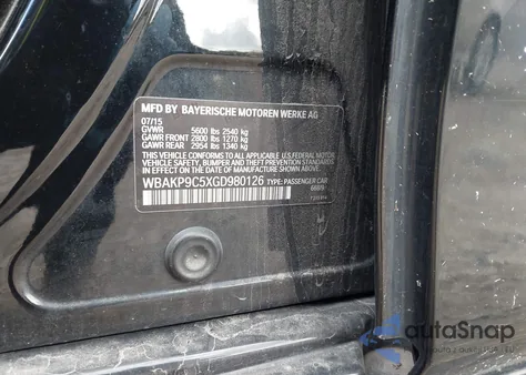 2016 BMW 550I xDrive from USA, damaged, VIN WBAKP9C5XGD980126